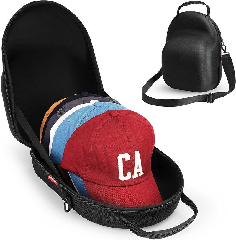 Livelab Hat Case, Hard Hat Case for Baseball Caps, Hat Storage with Carrying Handle & Shoulder Strap, Hat Organizer Protects Up to 6 Hats, Perfect for Travel & Home Storage - Black - Image 1